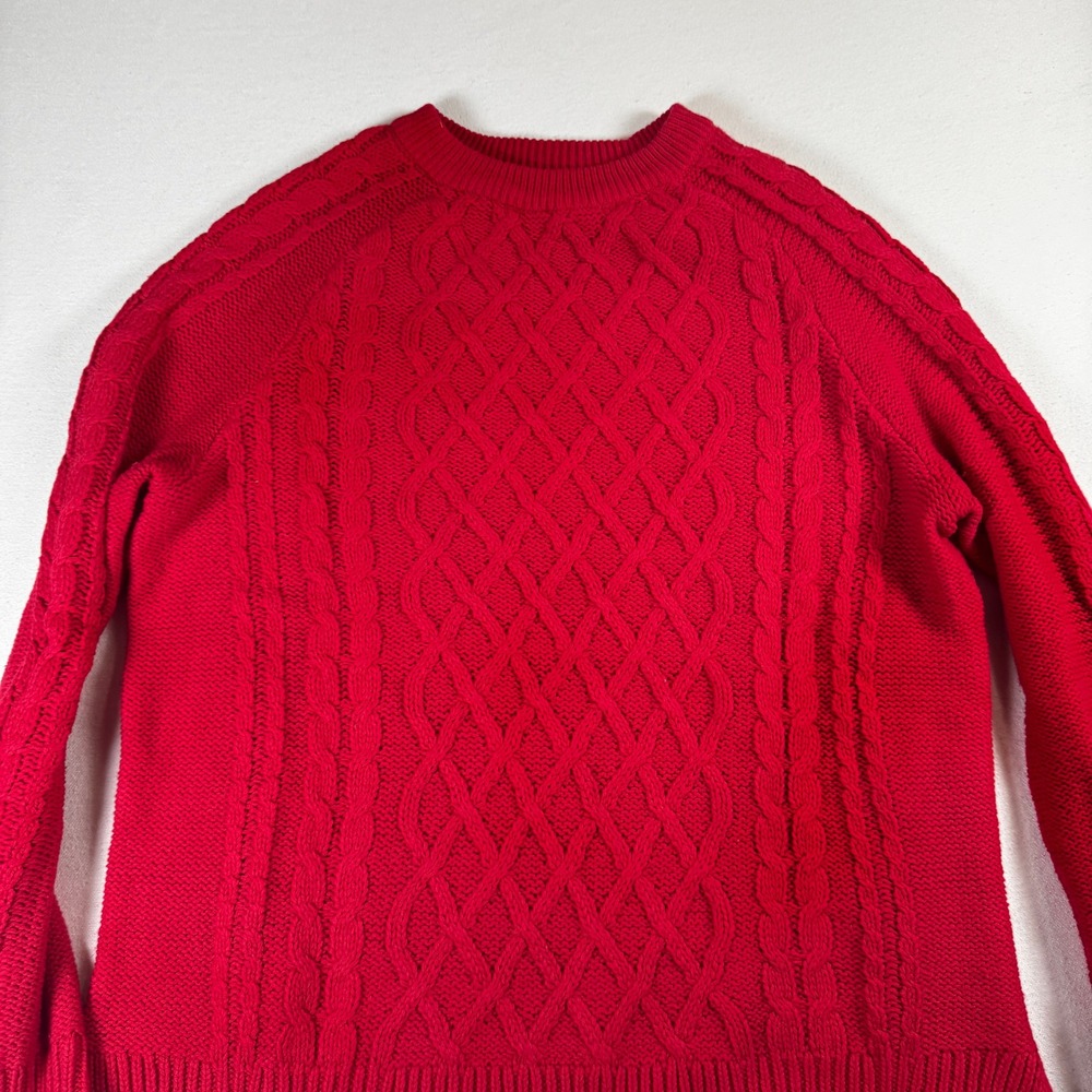 Old Navy Women's Red Cable Knit Cotton Blend Sweater Medium Crewneck fall